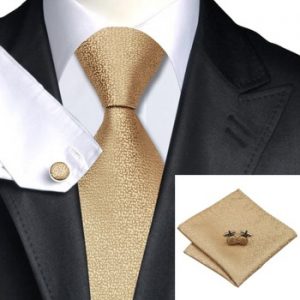 Wedding Ties DSTS-7532-Golden-Wedding-Tie-Handkerchief-Hanky-Cufflinks-Sets-Men-s-100-Silk-Ties-for-men-Formal (2)