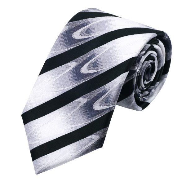DSTS-71081-Tie-Hanky-Cufflinks-Sets-Black-White-Handkerchief-Men-s-set-100-Silk-Ties-